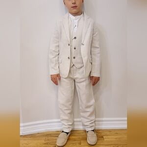 Zara havana linen 3 piece suit + shirt size 9 or 134 cm Coord Set NEW